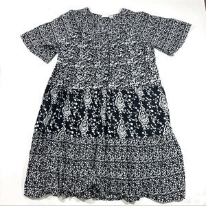 Vermont Country Store Short Sleeve Muumuu Dress Black Floral